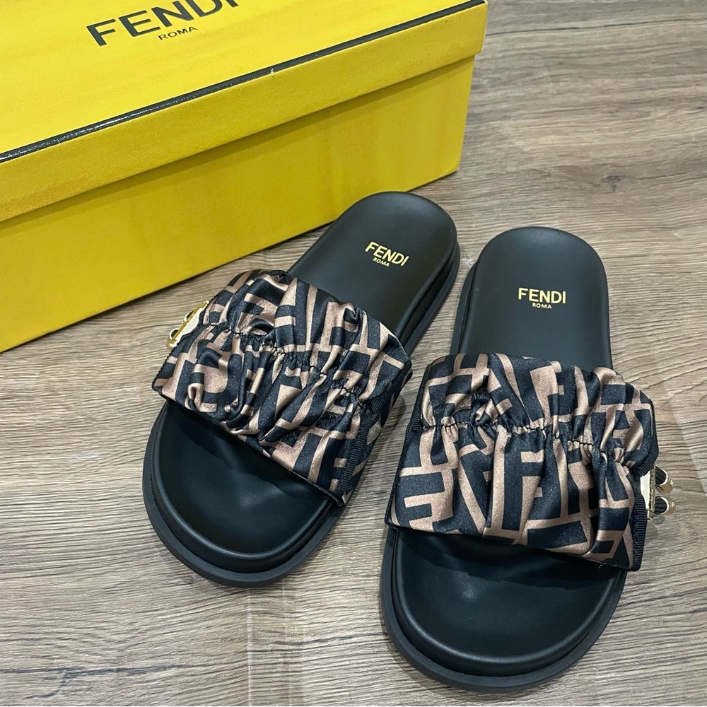 Fendi Brown and Black Sandals